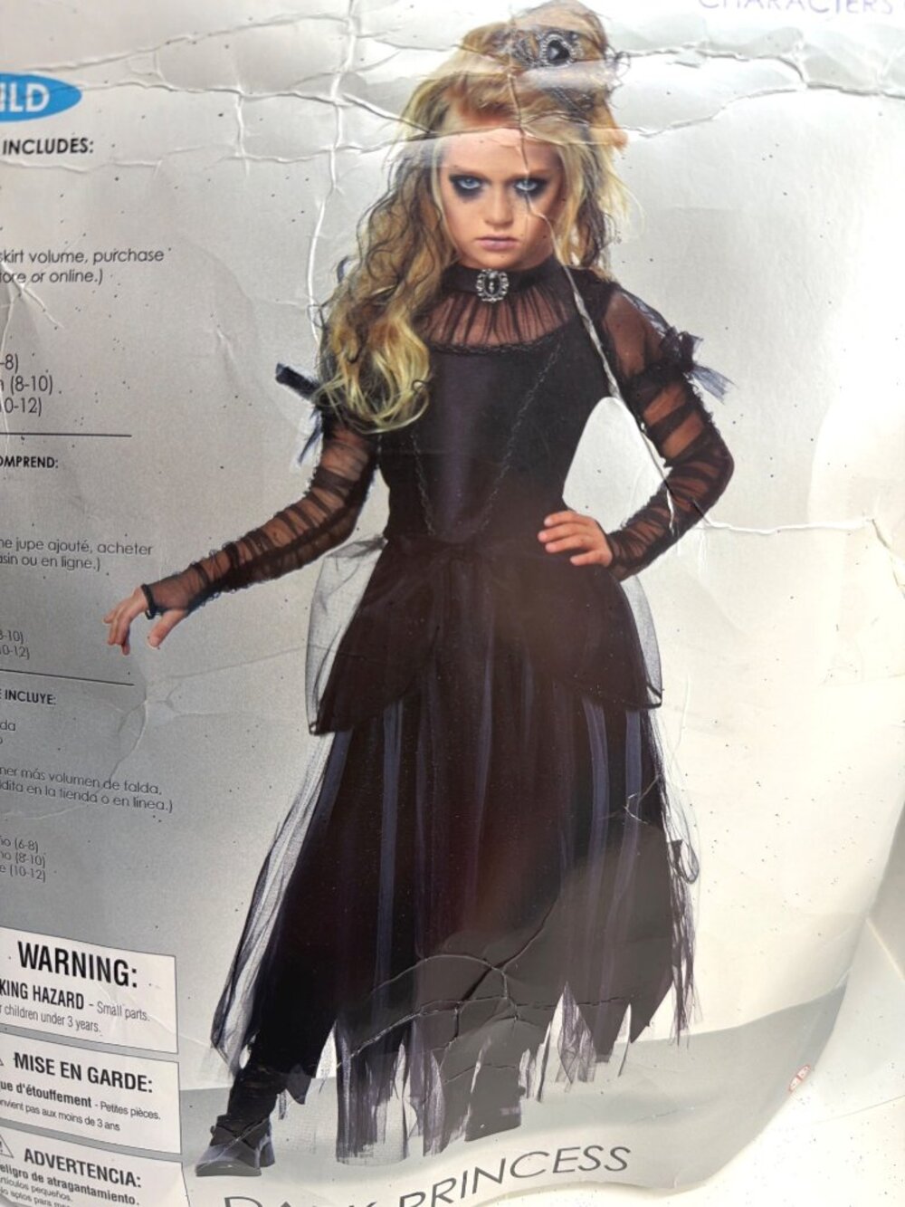 Dark Princess Halloween Costume Girl Cosplay Black Dress Size Large 10-12 Yrs